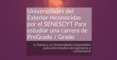 Universidades Extranjeras Reconocidas por el SENESCYT