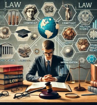 Estudiante explorando carreras relacionadas con derecho para ampliar su perfil profesional.