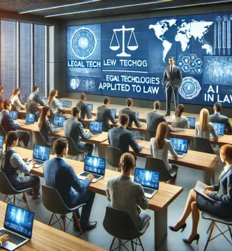 Estudiantes de derecho participando en un seminario sobre nuevas tecnologías aplicadas al derecho.