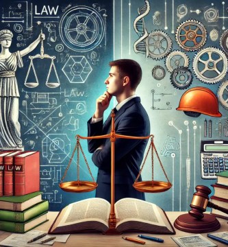 Estudiante comparando las opciones de estudiar derecho o ingeniería en la universidad.