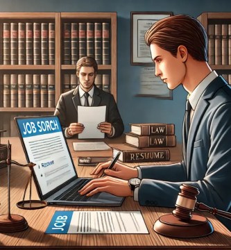 Abogado joven revisando documentos legales mientras se prepara para el mercado laboral en Ecuador.