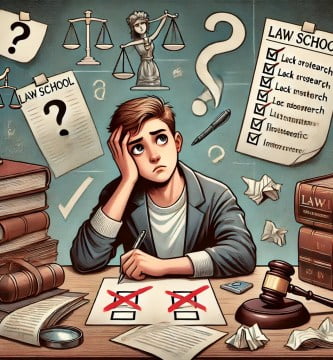 Estudiante reflexionando sobre la decisión de estudiar derecho como carrera profesional.