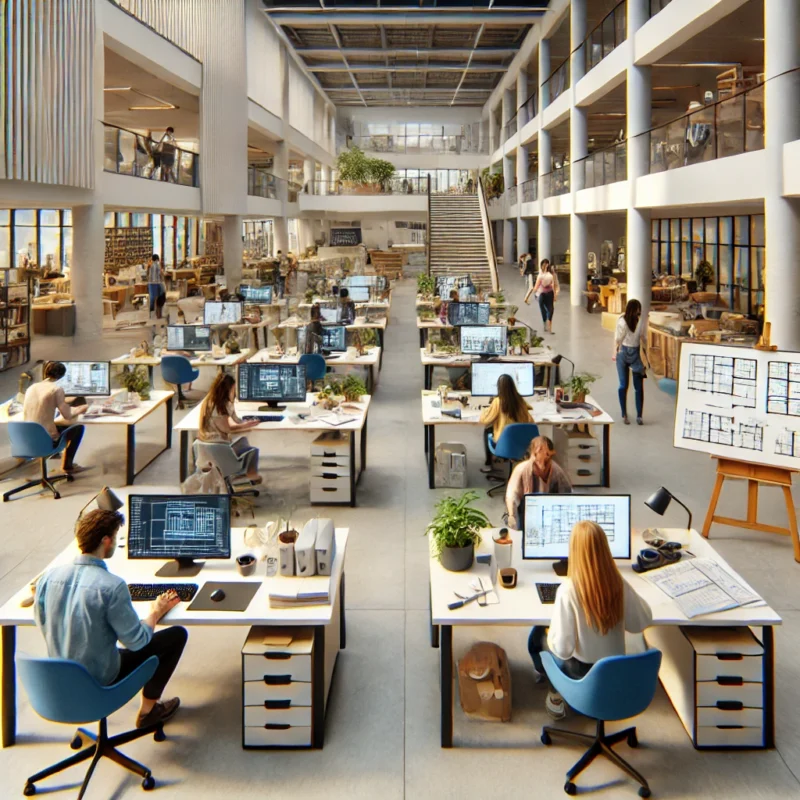 Profesionales en Ecuador trabajando en proyectos de Arquitectura y Diseño de Interiores, mostrando sus diferencias y conexiones.